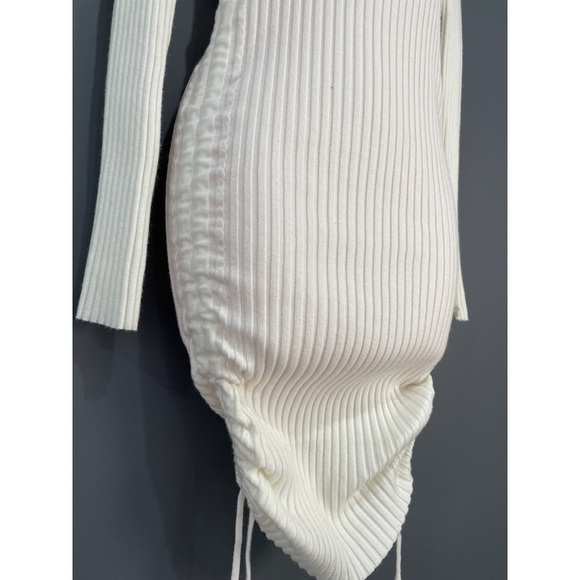 RUMOR White knitted body dress with adjustable ruching - Picture 3 of 6